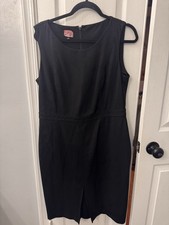 Talbots Black Pencil Dress Zipper Sleeveless Front Pleat Size 12