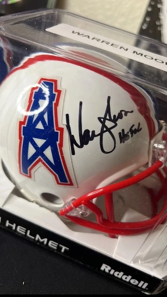 Warren Moon Autographed Houston Oilers Mini Helmet JSA Certified - Image 2 of 3