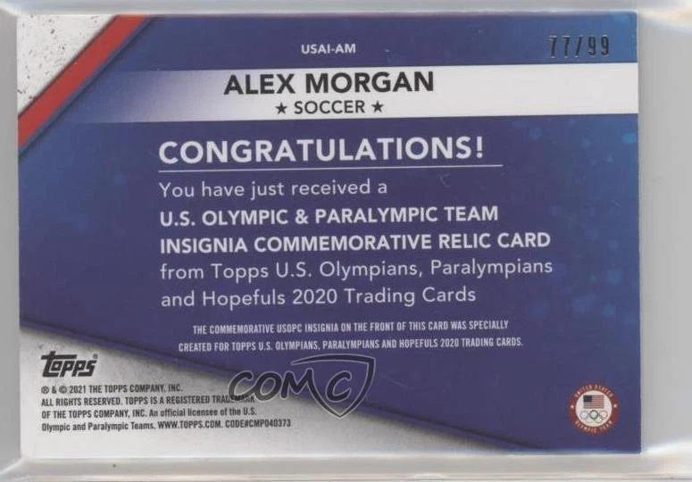 2021 Topps US Olympic & Paralympic Team and Hopefuls /99 Alex Morgan #USAI-AM - Image 2 of 2