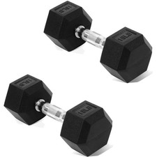 Hex Dumbbells Rubber Coated Hand Weights for Exercises and Fitness Home Gym, ...