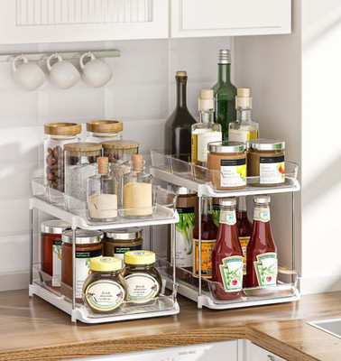 2Pack 2-Tier Bathroom Storage Organizer Clear Under Sink Organizers Kitchen