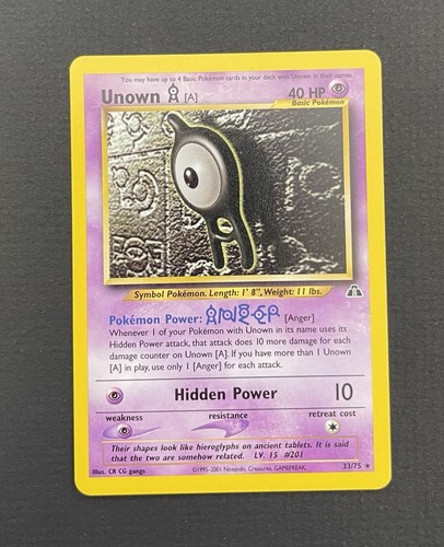 Unown [A] 33/75 NM Neo Discovery Unlimited Rare Pokemon