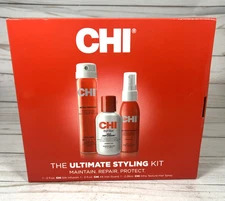 CHI Ultimate Hair Styling Kit Silk Infusion Iron Guard Hair Spray 3-Pc Gift Set