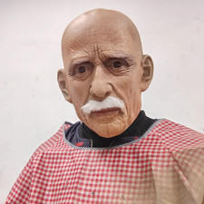Full Head Mask Latex Realistic Men Face Beard Halloween Costume Party Props Old
