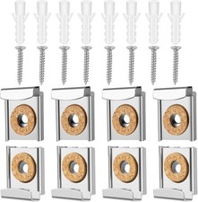 8 Pcs (2 Sets) Mirror Clips for Wall Mounting, Metal Spring Loaded Mirror Mount