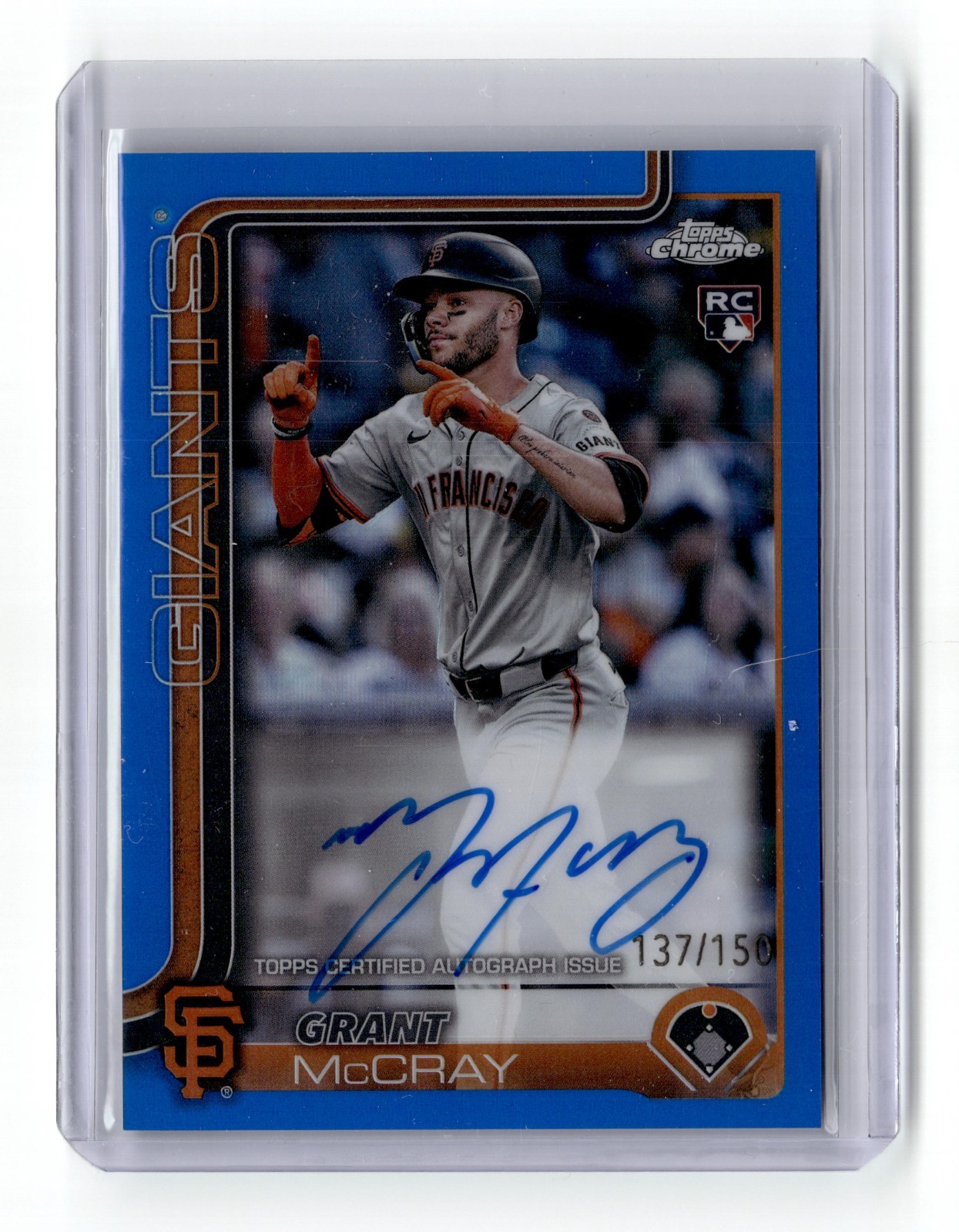 2025 Topps Chrome #RA-GM Grant McCray Blue Rookie Autograph 137/150 RC