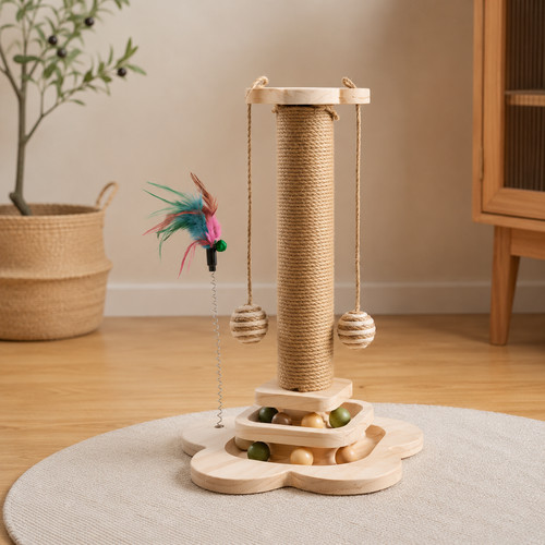 CAT SCRATCHING POST 18'' TALL LARGE NATURAL SISAL POLE STRONG HEAVY DUTY BASE UK