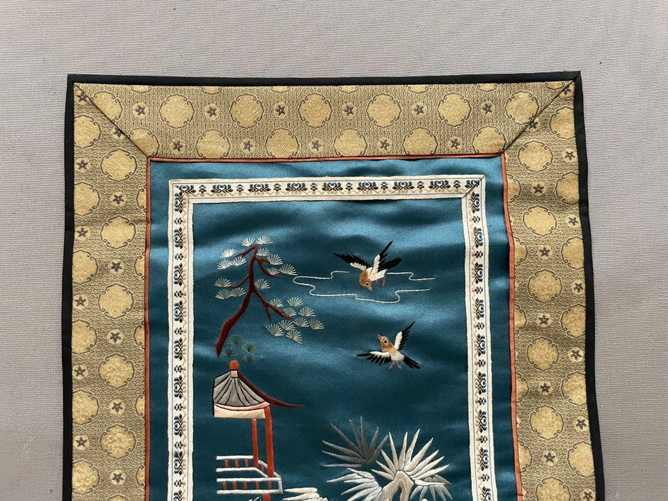 Bordado chino de seda, arte asiático - Imagen 2 de 4
