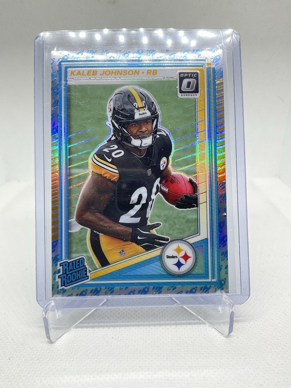 2025 Panini Donruss Optic, Rated Rookie, Rocket Emoji, Kaleb Johnson, #232, RC