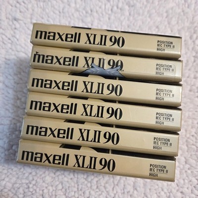Lot of 6 Pack Maxell XLII High Bias 90 mins Audio Cassette Tapes NEW SEALED