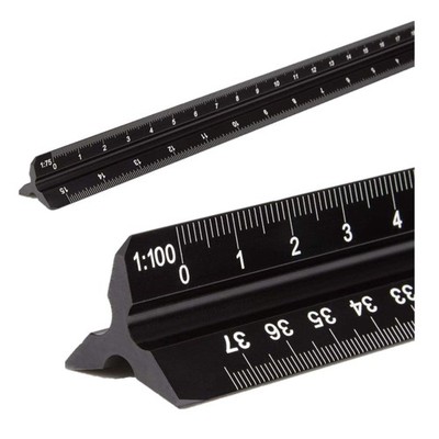 Architectural Ruler Aluminum Triangle Metric Scales 1:20 1:25 1:50 1:75 1:100...
