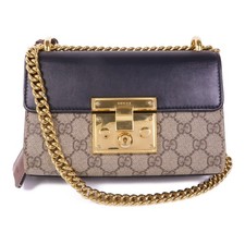 GUCCI GG GHW Padlock Small Chain Shoulder Bag 409487 Coated Canvas Leather