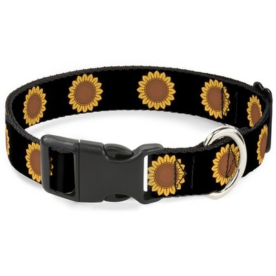 Plastic Clip Collar Sunflower Face Repeat Black NARROW-Large 9.5-14. (US IMPORT)