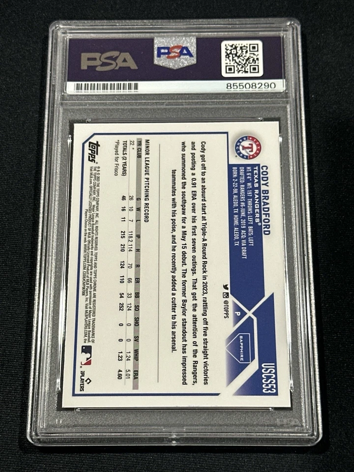 2023 Topps Chrome Sapphire Signed Cody Bradford Autographed Rc Card PSA 10 Auto - Image 2 of 2