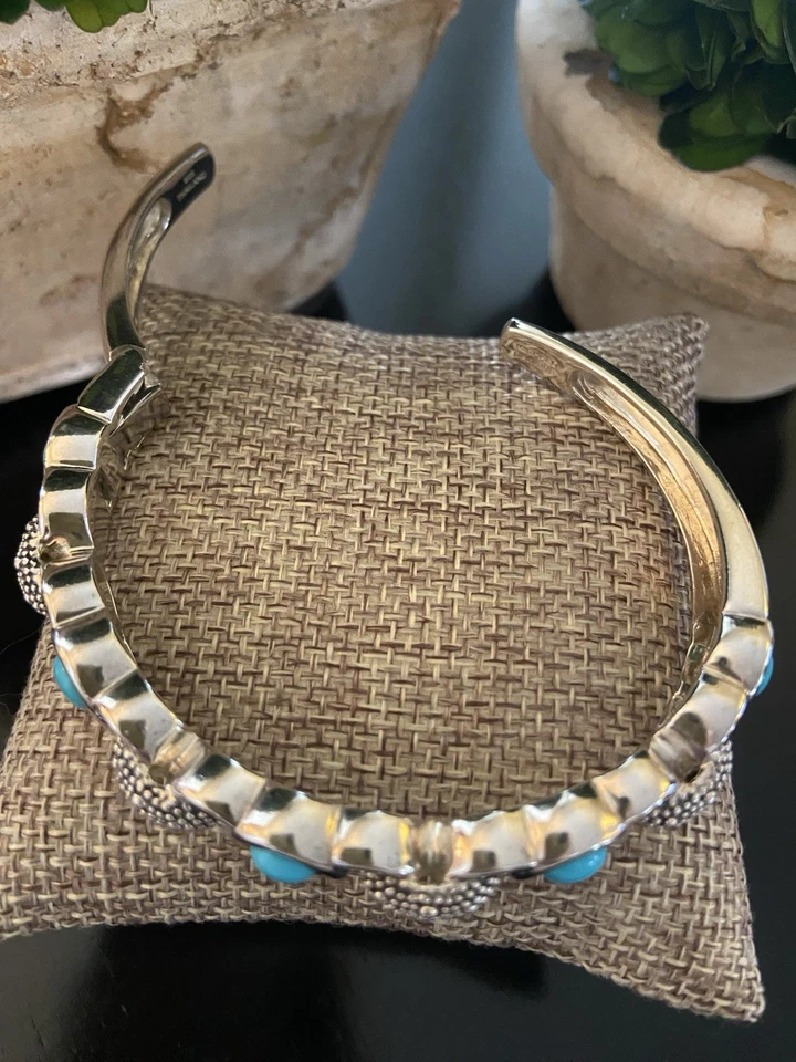 Brazalete Michael Dawkins de plata de ley y turquesa noche estrellada con bisagras Foto 3 de 4