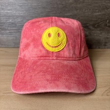 Smiley Face Hat Cap Strap Back Pink Embroidered Patch Dad Cap Mens One Size