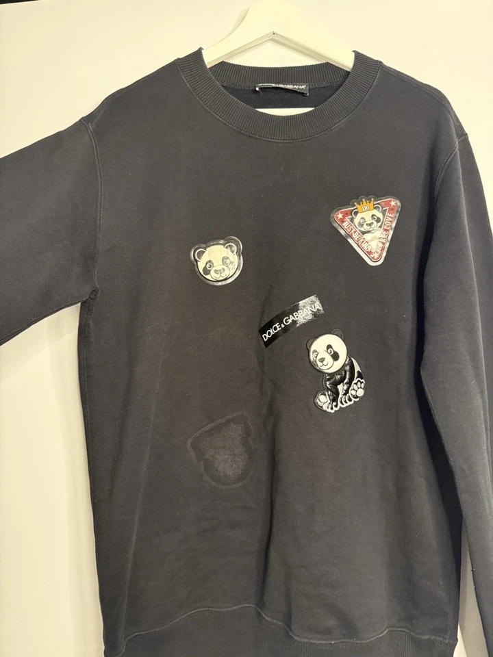 Dolce & Gabbana 黑色运动衫 – 48 码 – 熊猫布贴设计(意大利制造) — 第 3/4 张图片