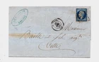FRANCE 1856 COVER BEZIERS TO CETTE, STAMP FULL MARGINS France Cover Lettre