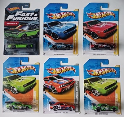 Lot of 6 2011-21 Hot Wheels New Models & Furious 7 Dodge Challenger Drift Car