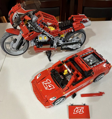 LEGO Technic: Ferrari 599 GTB Fiorano (8145) & Red Motorcycle 99% Complete