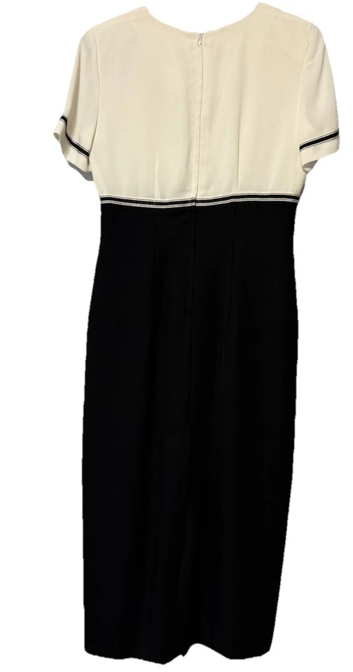 Cynthia Howie Maggy 精品衬衫 Midi 连衣裙 10 码黑色白色学院 — 第 4/4 张图片