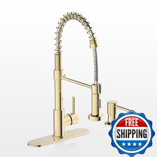 Casavilla Gold Kitchen Faucet Soap Dispenser Pull Down Kitchen Faucet Sprayer