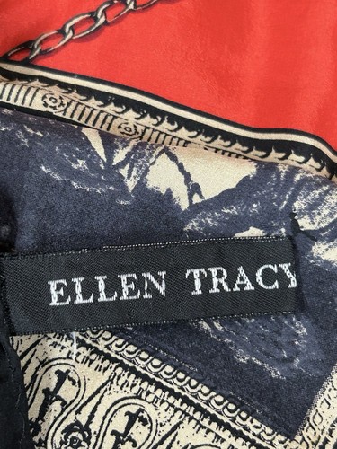 Vintage ELLEN TRACY Victorian Goth print graphic silk scarf 32"x32" - Picture 13 of 14