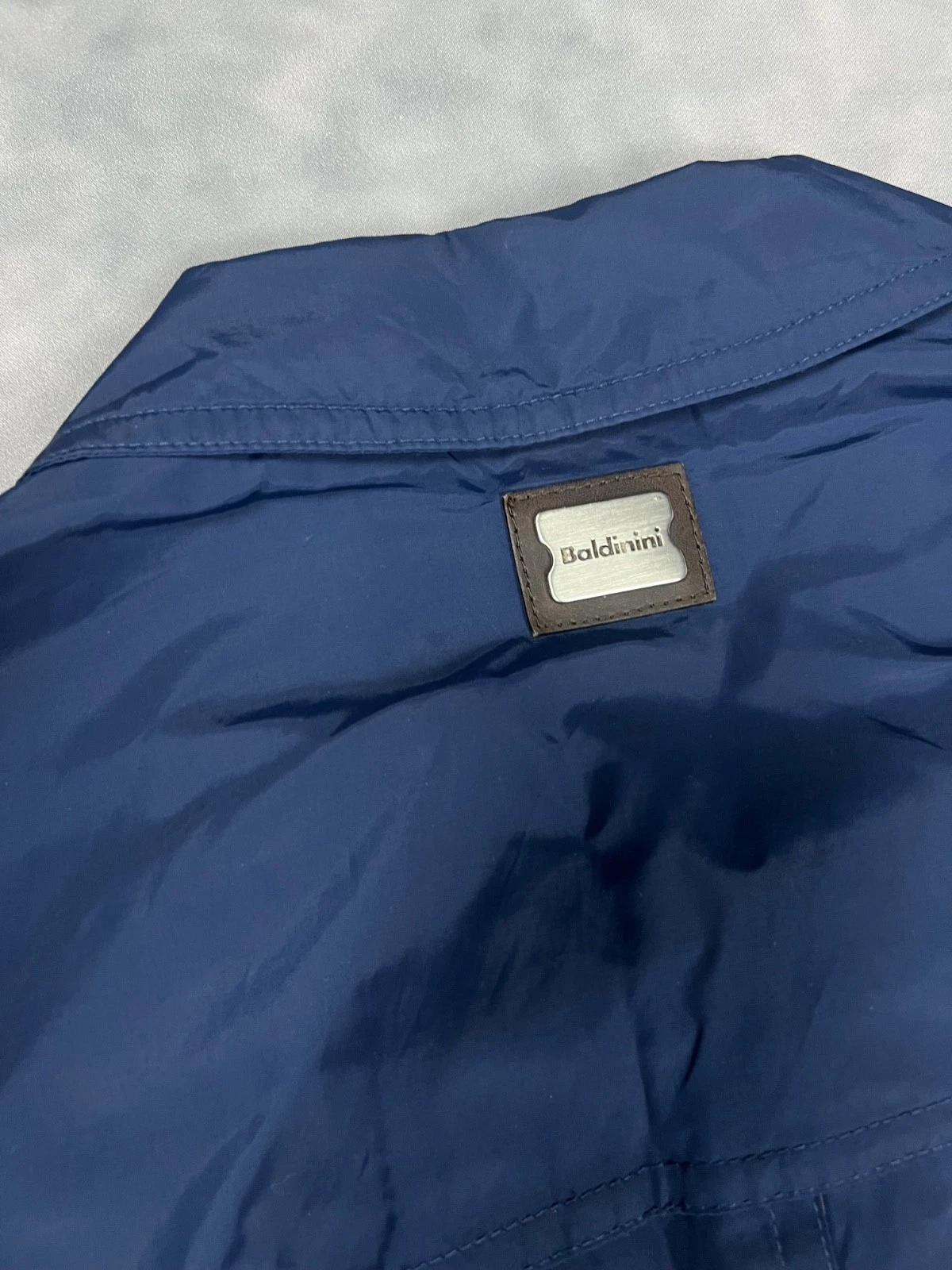 Baldinini Italy Luxury Navy Double Breasted Trench Coat Jacket Men's Size IT 54  image 7