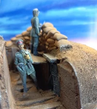 Gourde Allemande,  Diorama Tranchée Et Soldats Avec, Casque Musette Sappenpanzer