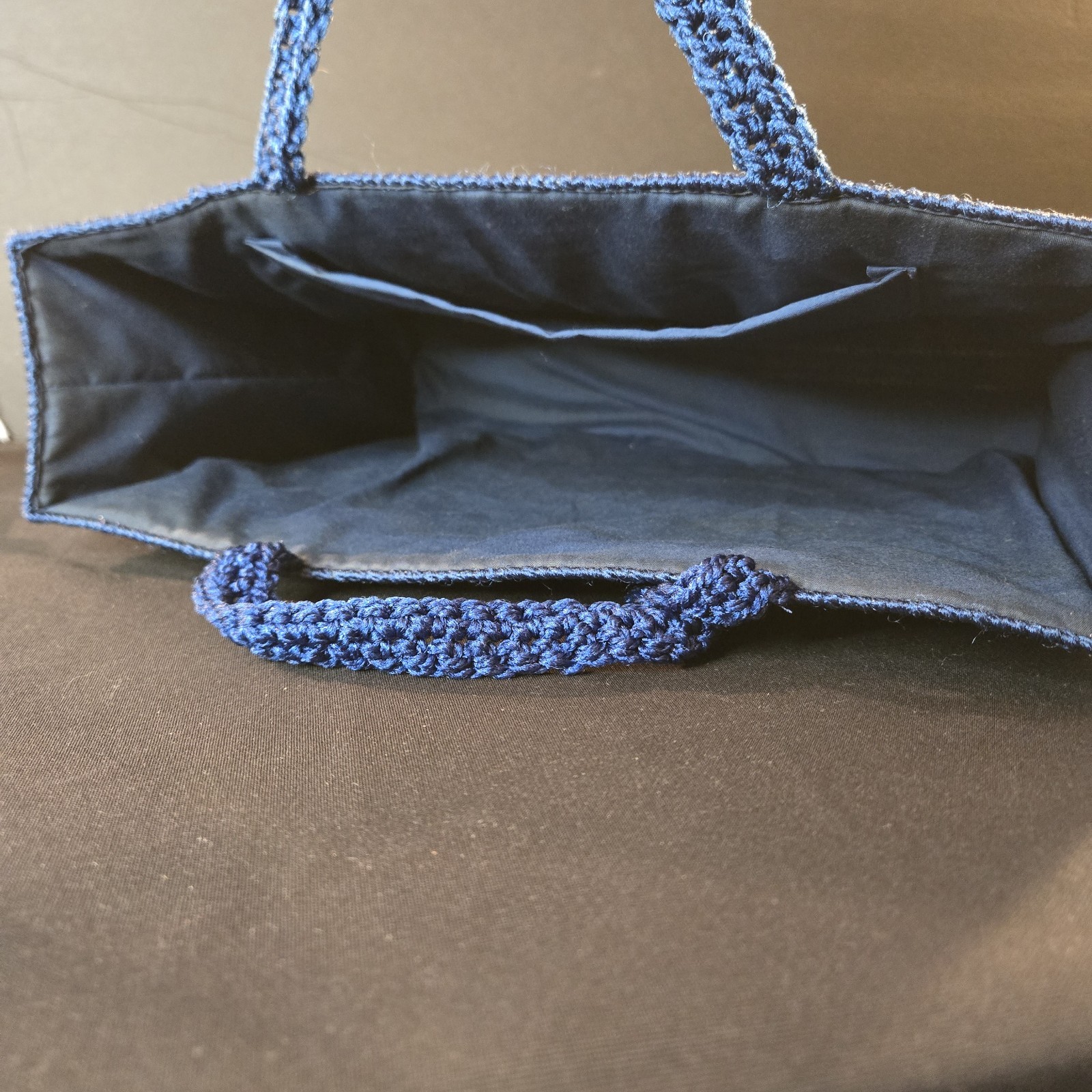 Vintage Needlepoint Patchwork Blue Tote Grannycor… - image 5