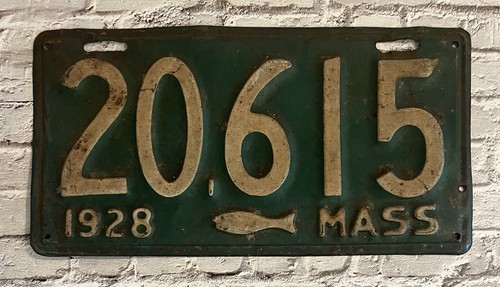 1928 Massachusetts License Plate Mass MA Cod Fish 20615