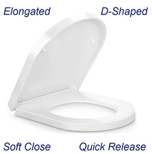 Soft Close, Quick Release Toilet Seat Elongated, Heavy Duty, Adjustable D-Shaped