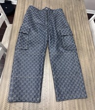 Gucci GG jacquard Monogram CARGO Jeans Workwear Denim Pants 48 MED Waxed Skater