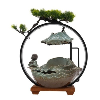 2.5W LED Waterfall Desktop Resin Feng Shui Fountain Indoor Tabletop Ornament