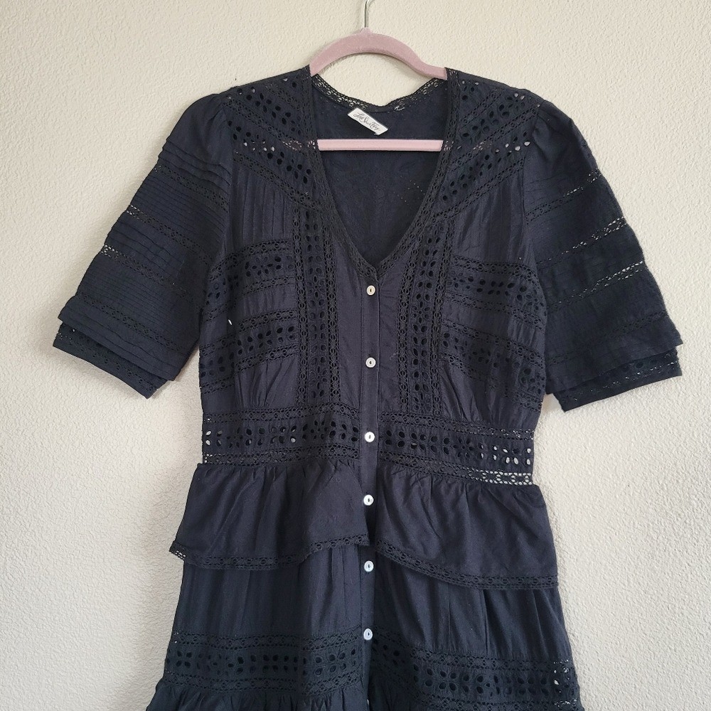 LoveShackFancy Classic Black Ruffled Rebecca Midi… - image 5