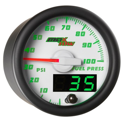 #ad 52mm WHITE MAXTOW SERIES GREEN LED FUEL PRESSURE 0 100 PSI GAUGE KIT w SENSOR $119.99