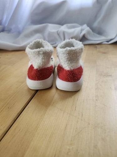 Eashi Pull on Fabric White with Reindeer Booties, Hard Sole Slippers, Clean - Picture 3 of 8