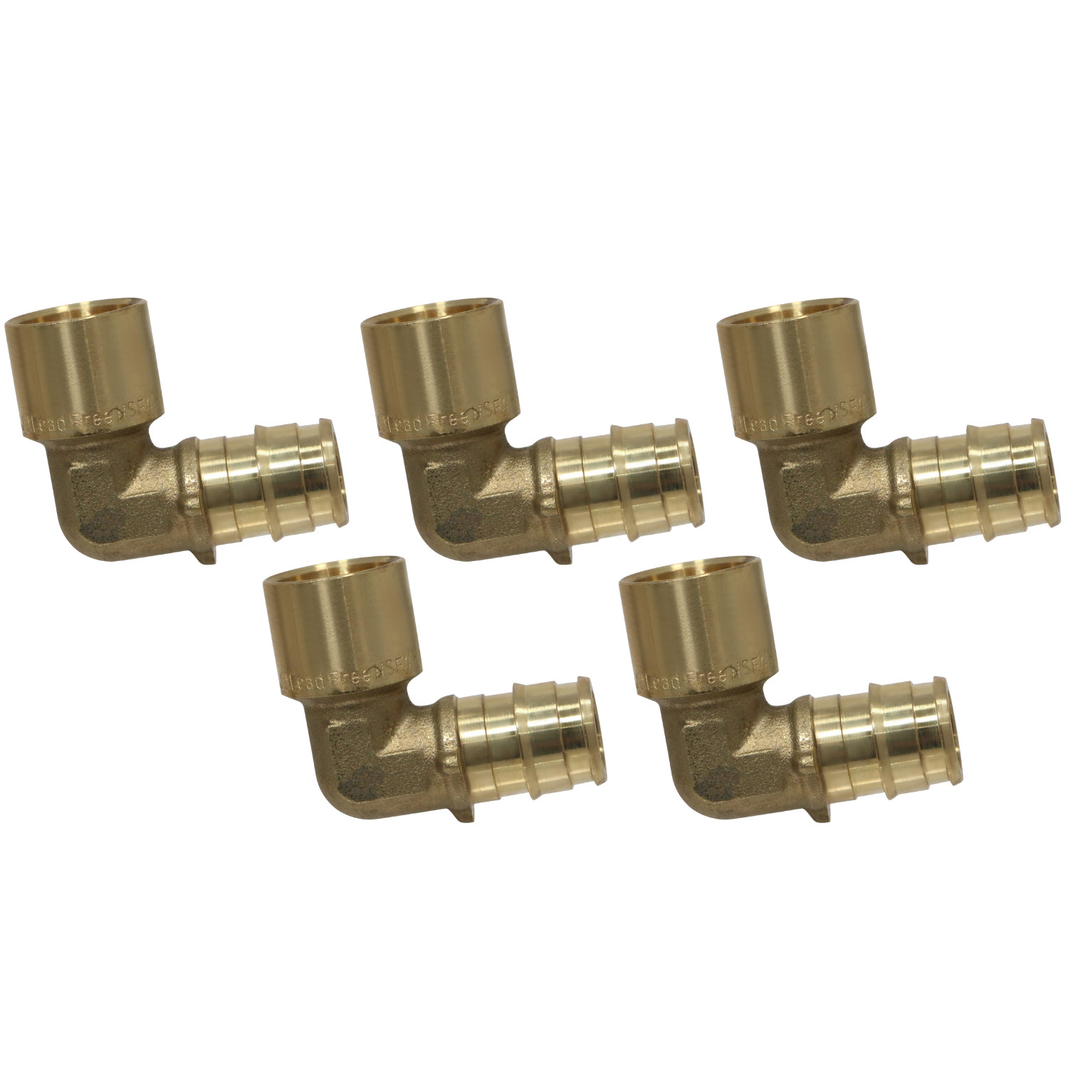 5 Pack XFITTING 1/2" Pex A Female Sweat Elbow, 1/2" Expansion Female Sweat Elbow