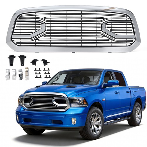 Front Grille For Dodge Ram 1500 2013-2018 Big Horn Style Bumper W/Letters Chrome