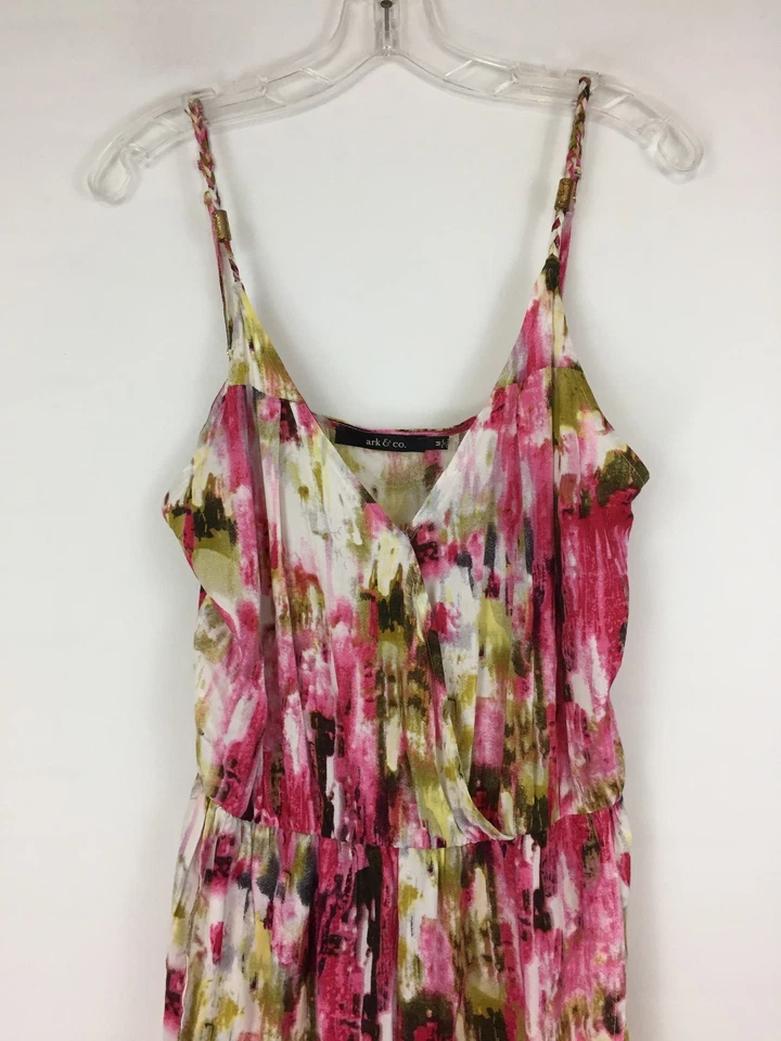 ARK & CO Womens sz Small Multi Color Print Sleeveless V Neck Strap Shorts Romper - Image 3 of 4