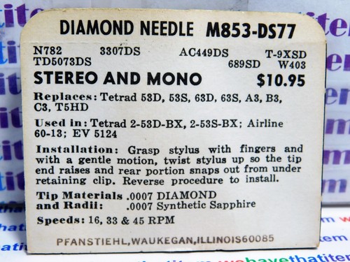PFANSTIEHL / USED IN TETRAD, AIRLINE / 1 PIECE (qzty) - Picture 2 of 2