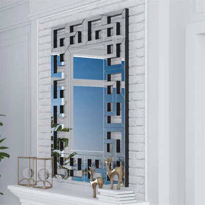 XL Badezimmerspiegel Luxus Wandspiegel Wohnzimmerdekoration Hohles Randdesign - Bild 1 von 4