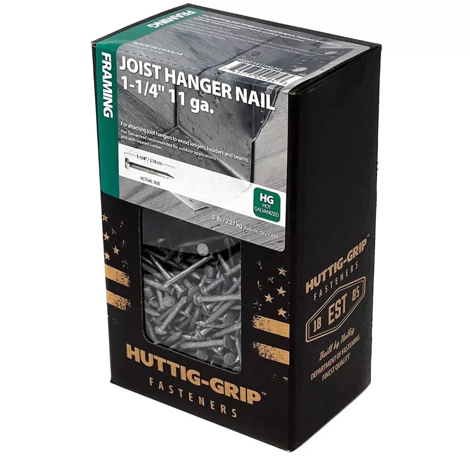 Huttig Grip 3d armação viga cabide prego 1-1/4 pol galvanizado pacote com 5 lb 700 pregos - Imagem 4 de 4