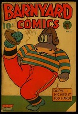 Barnyard Comics #3 1944- Football cover- Nedor Funny Animals- Gerber No Show G