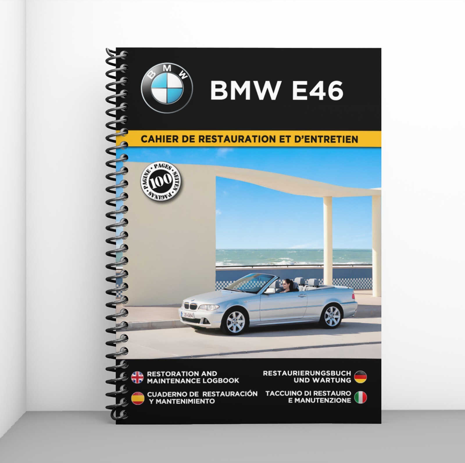 Cahier de restauration BMW E46 carnet d'entretien format A5 couverture rigide pour passionné