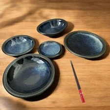 Japan Made Tokusa Series Ocean Style Bowls and Plates Deep Bowl Small Plate