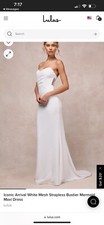 Iconic Arrival White Mesh Strapless Bustier Mermaid Maxi Dress Lulus Size XL