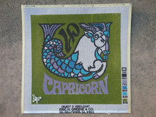 "CAPRICOR" Zodiac painted needlepoint canvas 15" square finished from 1970'S NEW