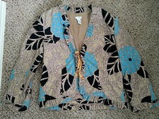 Odille Anthropologie Gold Metallic Floral Cotton Jacket 14