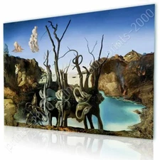 Swans Reflecting Elephants by Salvador Dali | Ready to Hang Canvas | Wall art
